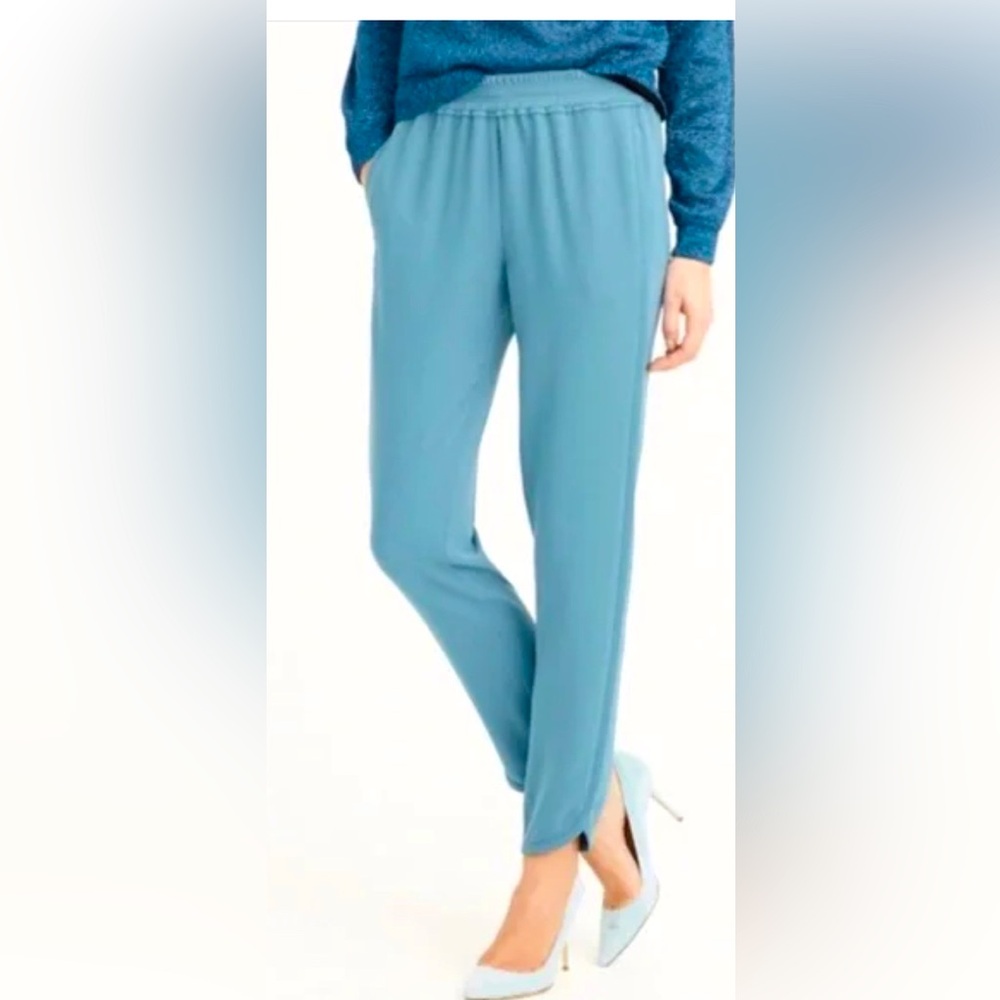 J. Crew Reese Pull On Pant Crepe Newport Blue 4